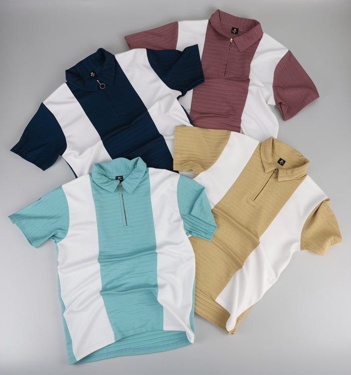 A Combo of 2 Striped Zipper Polo T Shirts Rs. 599 Only