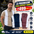 ! A Combo of 2 Striped Zipper Polo T Shirts Rs. 499 Only