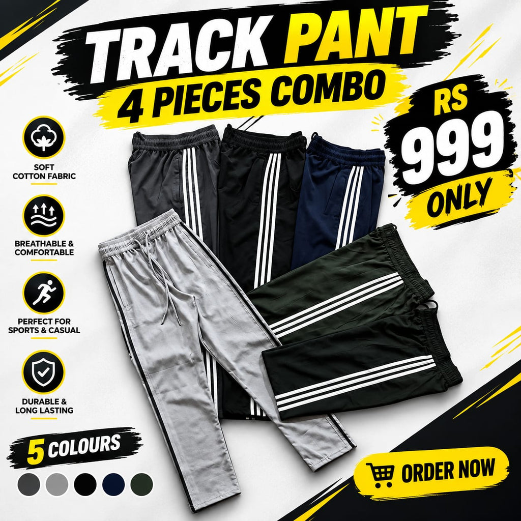 4 Premium Cotton Track Pants Combo – ₹999 ONLY